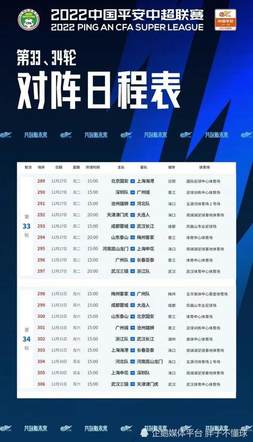 2023中超赛程表，热血激战，梦想起航