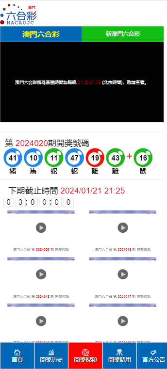 新澳门开奖结果