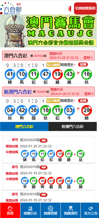 新澳门开奖结果